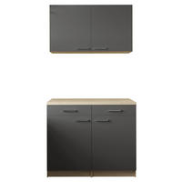 BUFFET 100/200/60 cm  in Grau, Eichefarben  - Eichefarben/Silberfarben, Basics, Holzwerkstoff/Metall (100/200/60cm) - Respekta