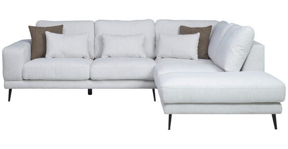 ECKSOFA Beige Struktur Zierkissen, Rückenkissen, Nierenkissen  - Beige/Schwarz, KONVENTIONELL, Textil/Metall (280/237cm) - Cantus