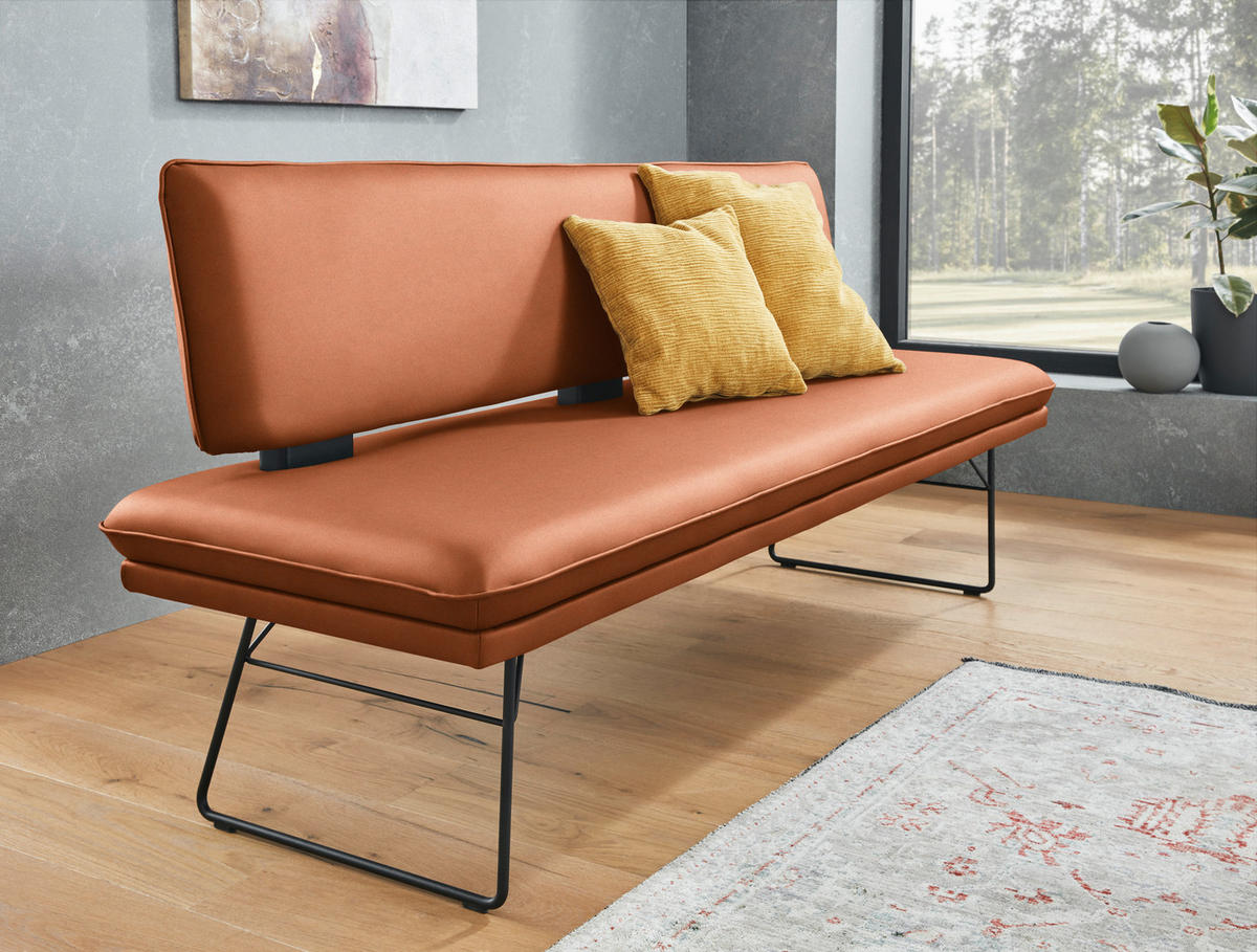 SITZBANK in Metall, Textil Schwarz, Karamell  - Karamell/Schwarz, Design, Textil/Metall (195/91/65cm) - Dieter Knoll