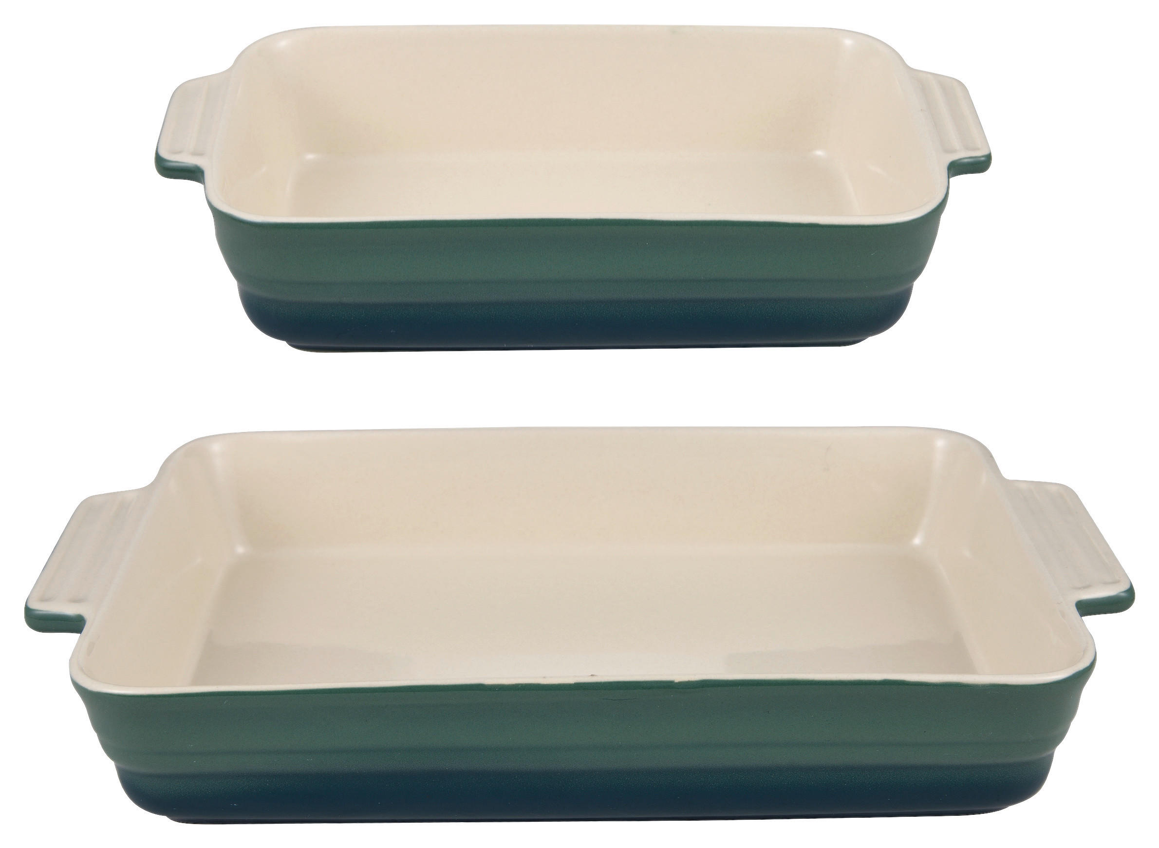 AUFLAUFFORMENSET Keramik Steingut 2-teilig  - Beige/Grün, Basics, Keramik