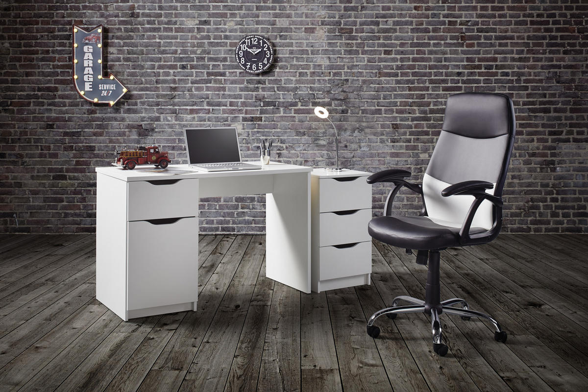 SKRIVBORD 115/55/76 cm  i vit  - vit, Klassisk, trämaterial (115/55/76cm) - MID.YOU