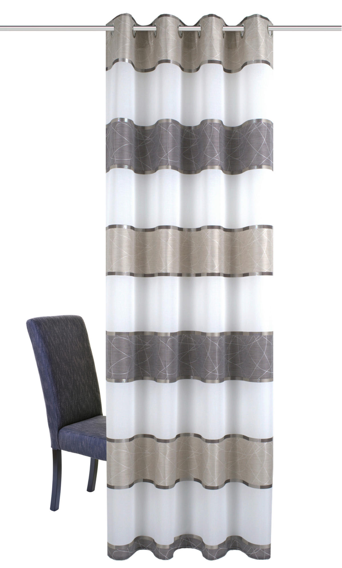 ZÁVĚS S OČKY, 140/145 cm - šedá/šedohnědá, Design, textil (140/145cm) - Schmidt W. Gmbh
