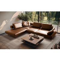ECKSOFA  in Echtleder Cognac  237/306 cm  - Cognac/Schwarz, Design, Leder/Metall (237/306cm) - Livetastic