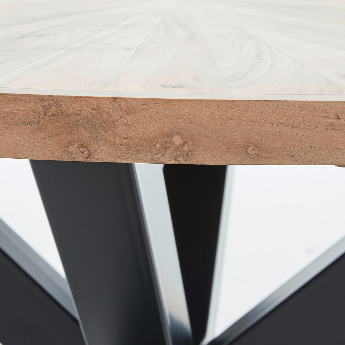 ESSTISCH in Holz, Metall 130/130/76 cm  - Schwarz/Akaziefarben, Natur, Holz/Metall (130/130/76cm) - Livetastic