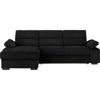 ECKSOFA in Flachgewebe Schwarz  166/258 cm  - Dunkelbraun/Schwarz, KONVENTIONELL, Kunststoff/Textil (166/258cm) - Cantus