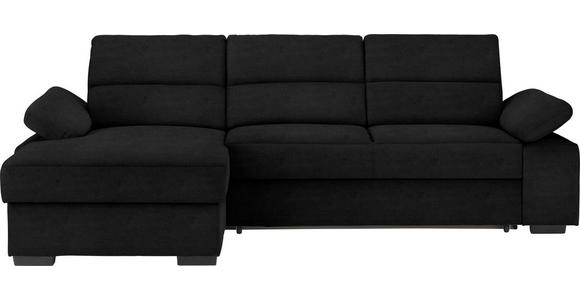 ECKSOFA in Flachgewebe Schwarz  166/258 cm  - Dunkelbraun/Schwarz, KONVENTIONELL, Kunststoff/Textil (166/258cm) - Cantus