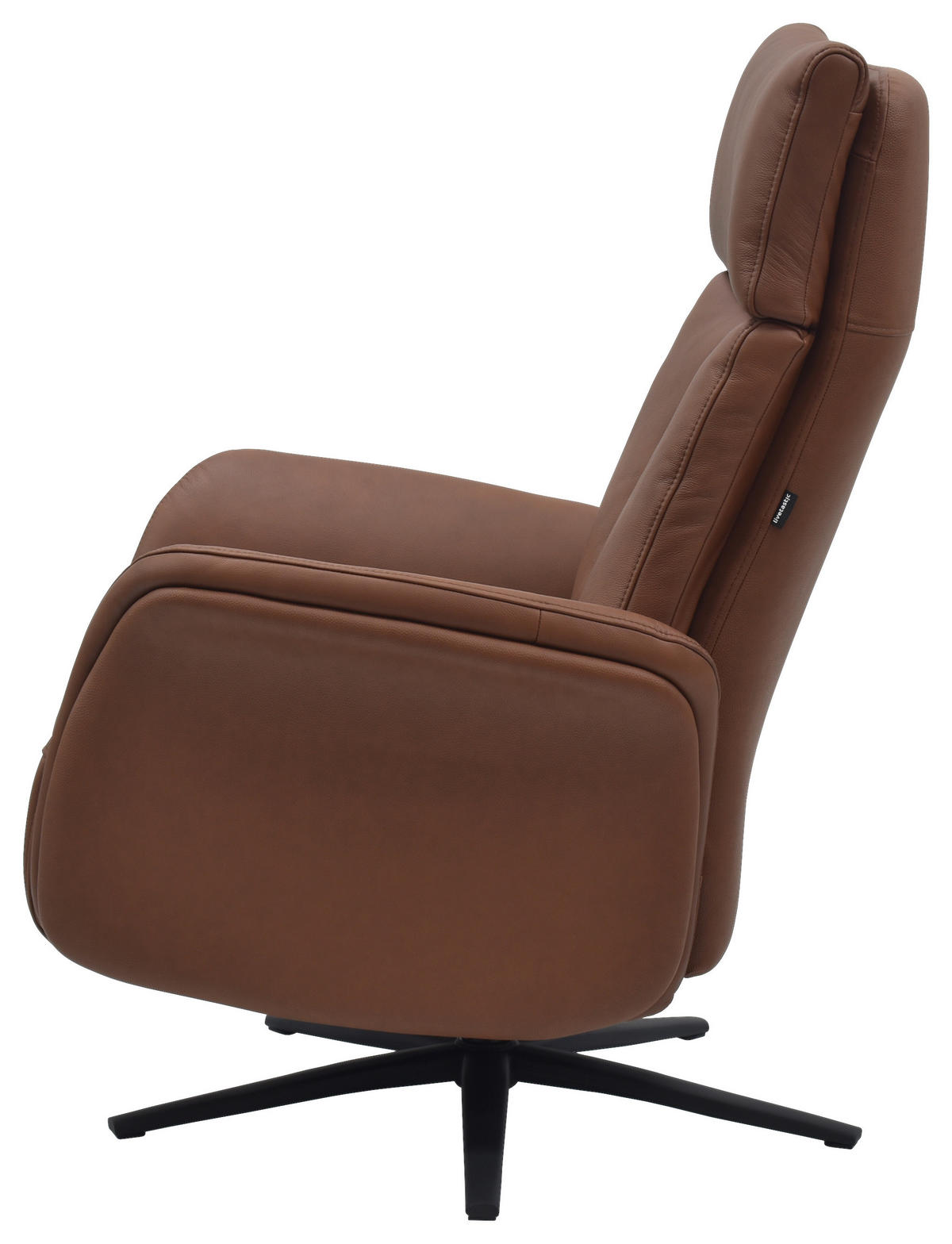 RELAXSESSEL Lederlook Echtleder    - Cognac/Schwarz, Design, Leder/Holz (75/109/84/148/84cm) - Livetastic