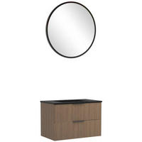 BADEZIMMER 3-teilig  in 80 cm  - Dunkelbraun/Schwarz, Natur, Holzwerkstoff/Stein (80cm) - Held