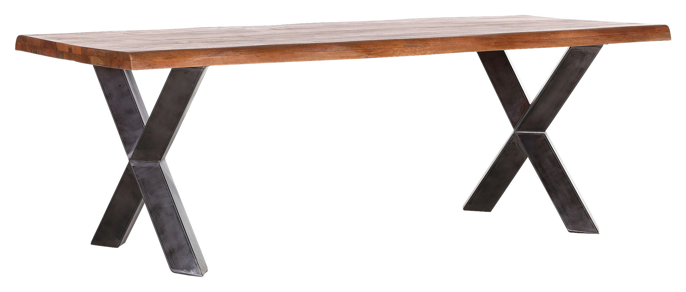 JEDÁLENSKÝ STÔL, mangové drevo, prírodná farba, čierna, 200/100/78 cm - čierna/prírodná farba, Modern, kov/drevo (200/100/78cm) - Voleo