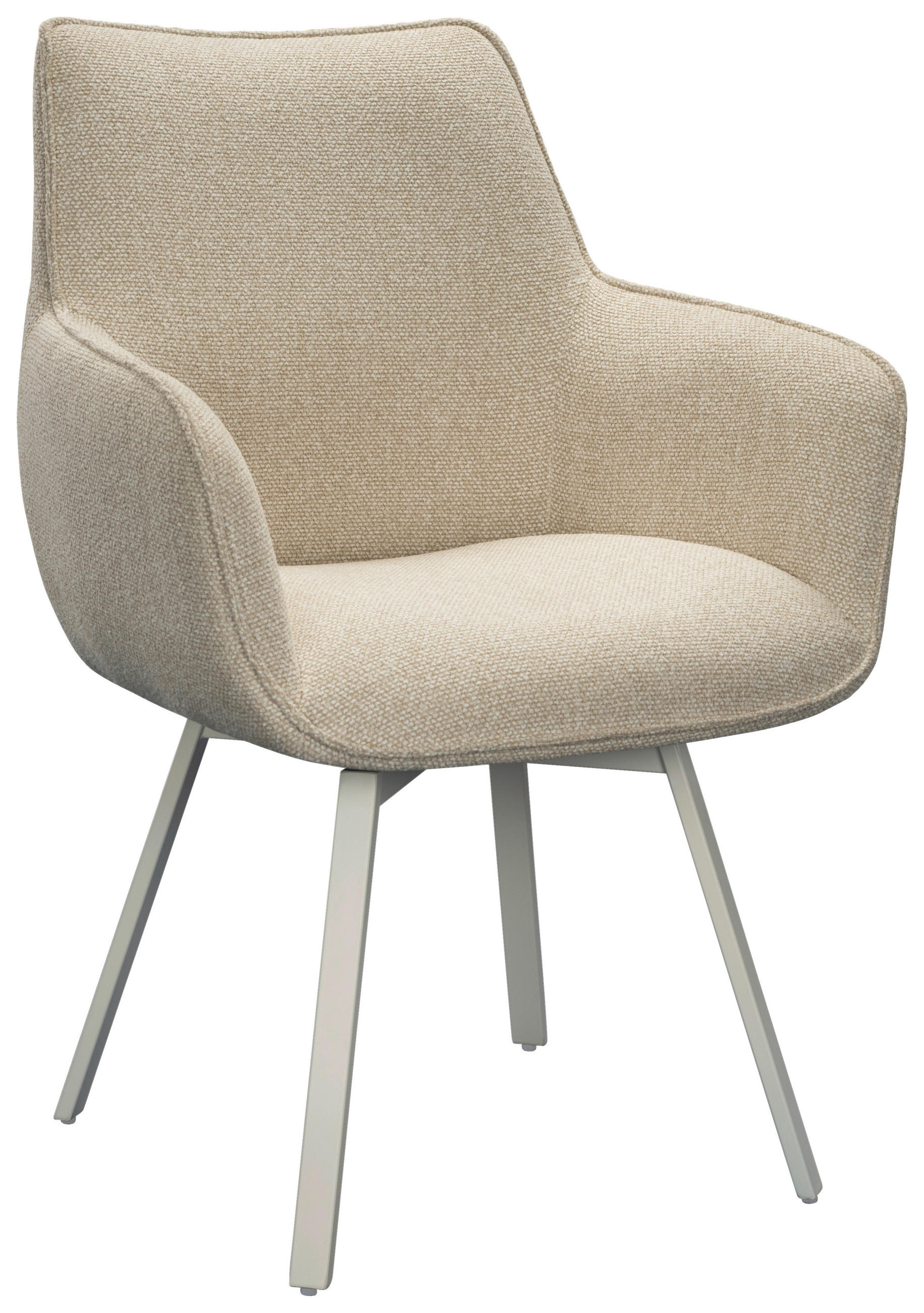 ARMLEHNSTUHL  Sitzfläche 180° drehbar, automatische Rückholfunktion Mikrofaser  Beige  - Beige, Design, Textil/Metall (64/88/63cm) - Milino
