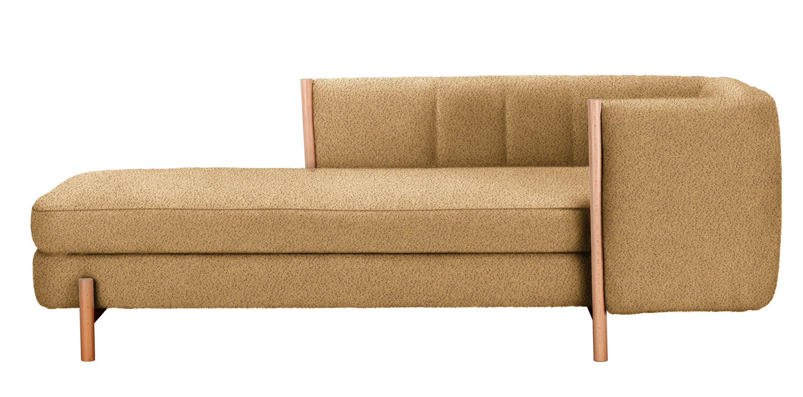 RÉCAMIERE Currygelb Plüsch  - Currygelb/Naturfarben, Design, Holz/Textil (216/90/109cm) - Niels Andersson