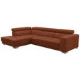 ECKSOFA in Chenille Terracotta  - Chromfarben/Terracotta, Design, Textil (207/301cm) - Xora