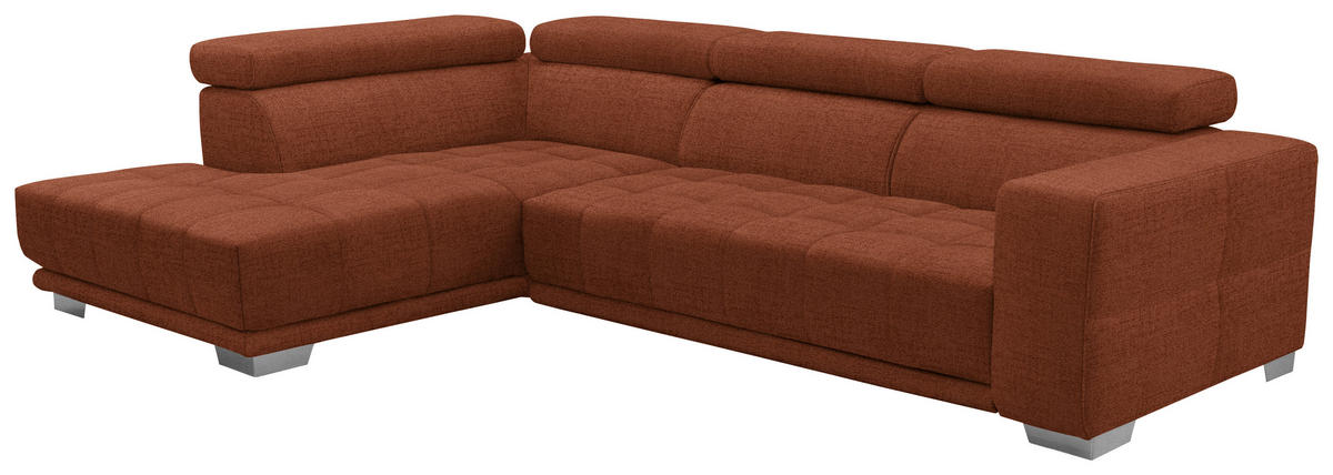 ECKSOFA in Chenille Terracotta  - Chromfarben/Terracotta, Design, Textil (207/301cm) - Xora