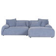 ECKSOFA  in Flachgewebe Blau  274/174 cm  - Blau/Schwarz, KONVENTIONELL, Kunststoff/Textil (274/174cm) - Carryhome