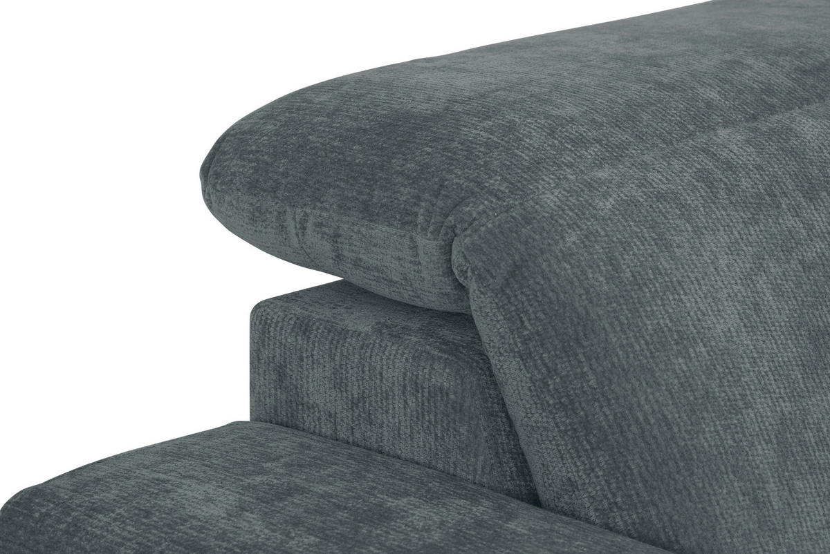ECKSOFA Grau Chenille Kopfteilverstellung, Sitztiefenverstellung  - Schwarz/Grau, Design, Textil/Metall (307/243cm) - Xora