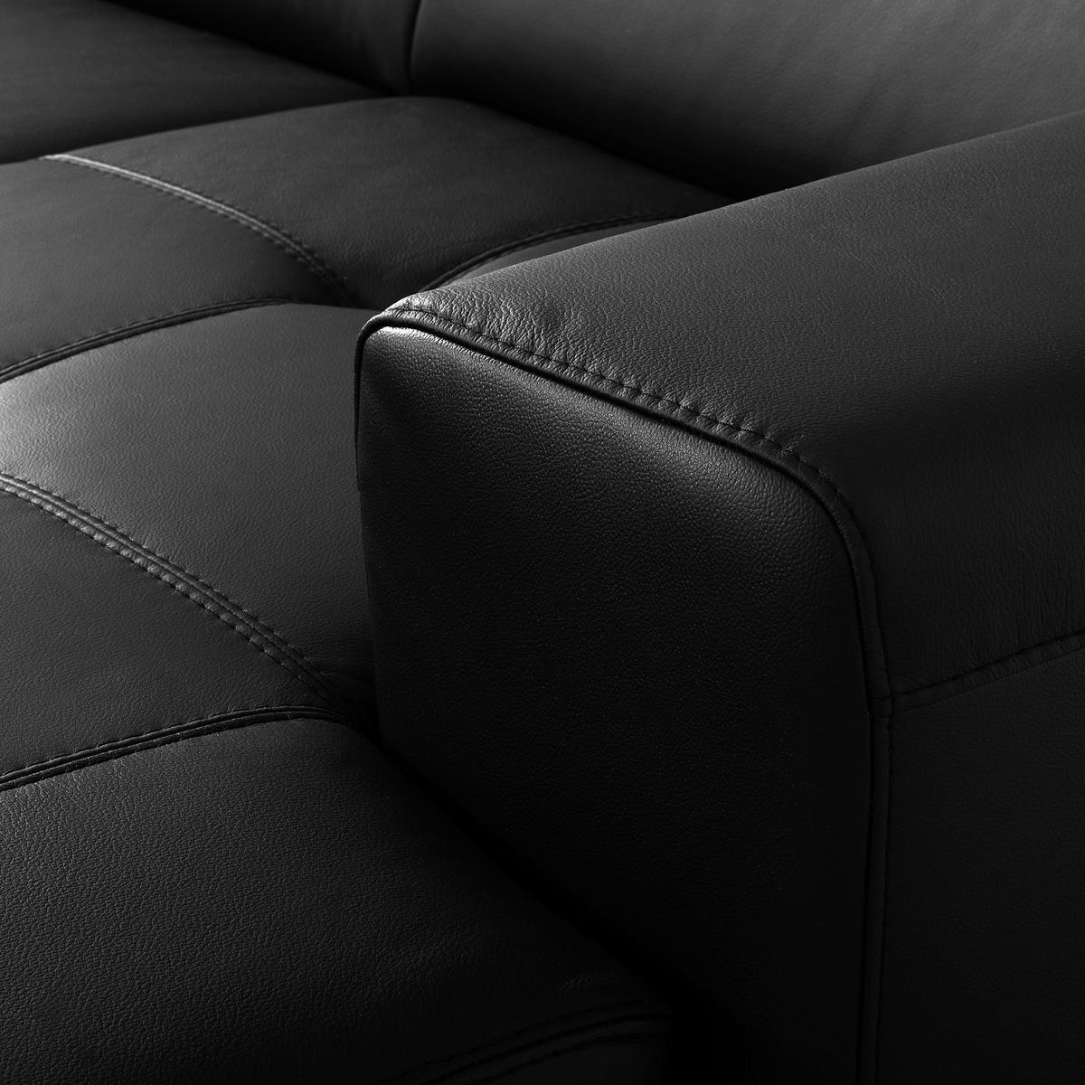 ECKSOFA  in Lederlook Echtleder Schwarz  - Schwarz, Design, Leder/Textil (247/173cm) - Livetastic