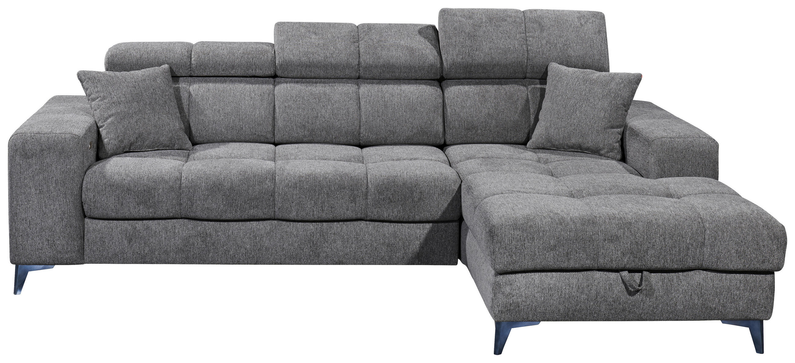 ECKSOFA Anthrazit Chenille  - Anthrazit/Schwarz, KONVENTIONELL, Kunststoff/Textil (268/172cm) - Carryhome