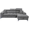 ECKSOFA Anthrazit Chenille Zierkissen, Bettkasten, Rücken echt, Kopfteilverstellung, Sitztiefenverstellung  - Anthrazit/Schwarz, KONVENTIONELL, Kunststoff/Textil (268/172cm) - Carryhome