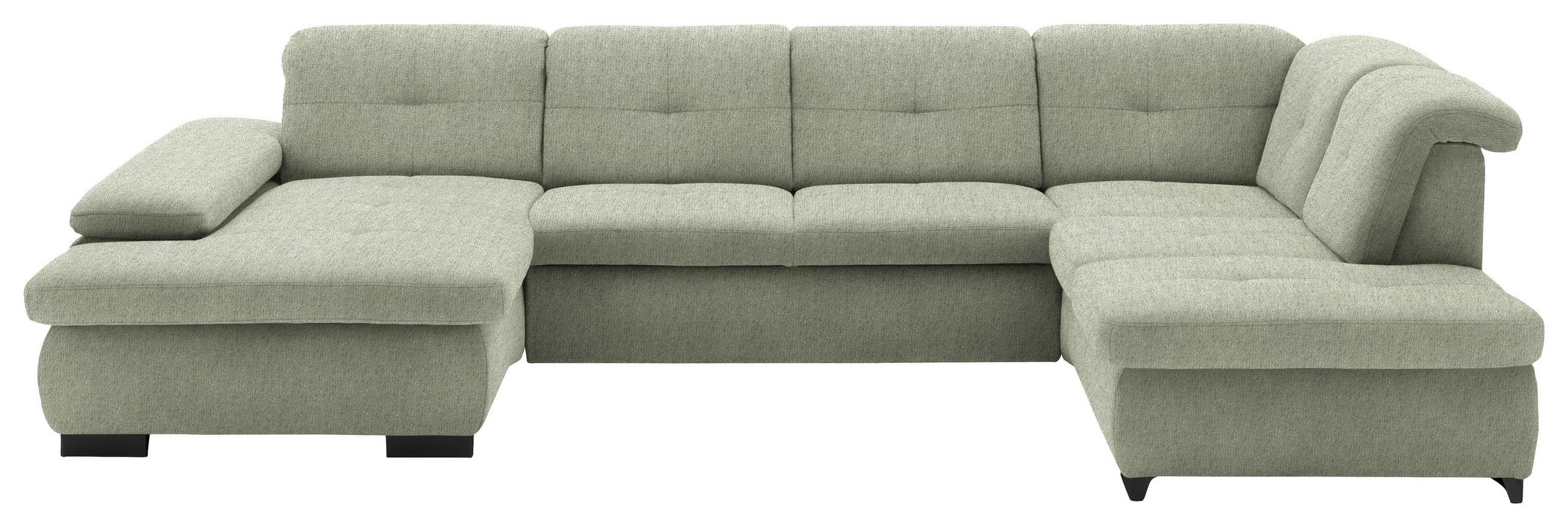 WOHNLANDSCHAFT Grün Webstoff  - Schwarz/Grün, Design, Textil/Metall (174/337/210cm) - Beldomo Style