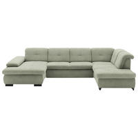 WOHNLANDSCHAFT Grün Webstoff  - Schwarz/Grün, Design, Textil/Metall (174/337/210cm) - Beldomo Style