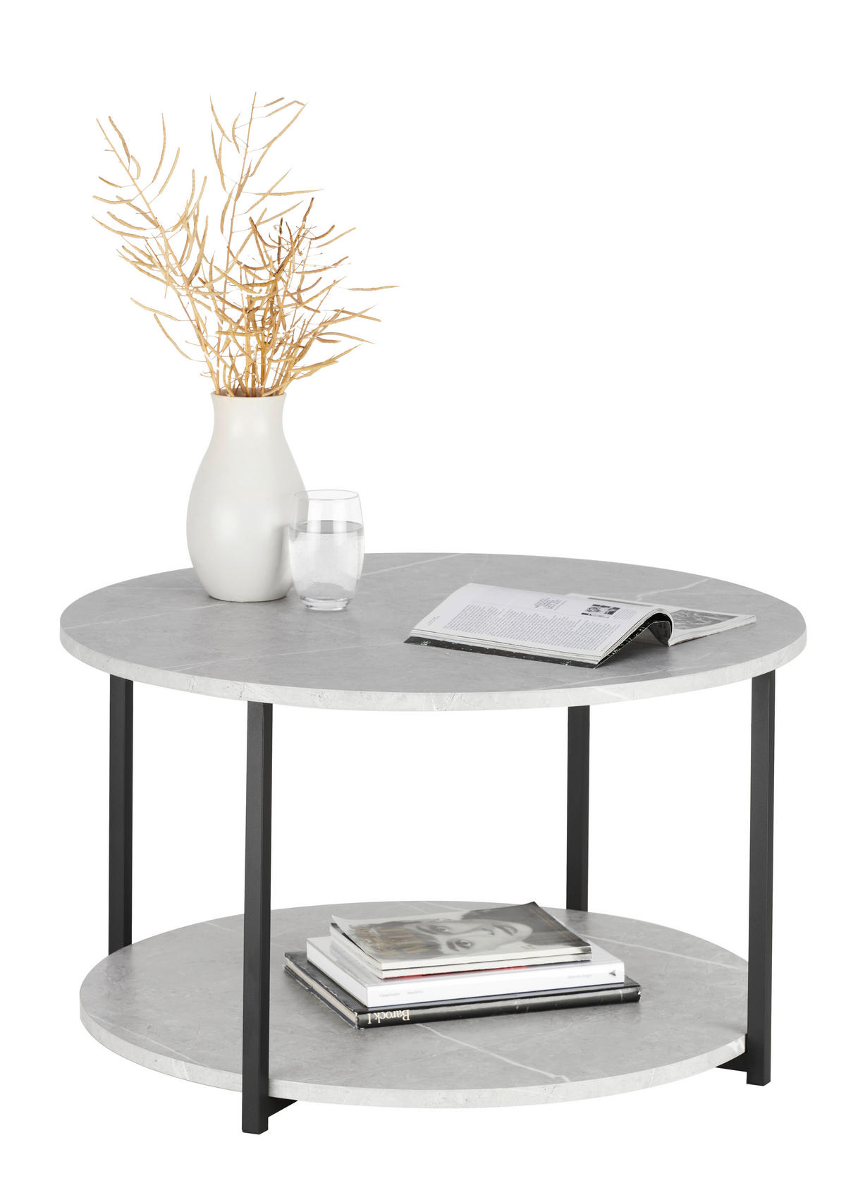 KLUBSKA MIZA, svetlo siva  - črna/svetlo siva, Moderno, kovina/leseni material (80/80/45cm) - P & B