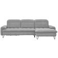 ECKSOFA in Chenille Hellgrau  - Hellgrau/Schwarz, LIFESTYLE, Textil/Metall (310/180cm) - Valnatura