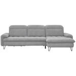 ECKSOFA in Chenille Hellgrau  - Hellgrau/Schwarz, LIFESTYLE, Textil/Metall (310/180cm) - Valnatura