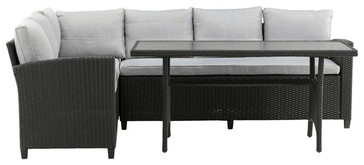 DINING-LOUNGESET  - Schwarz, KONVENTIONELL, Kunststoff (173/227cm) - Gardenson