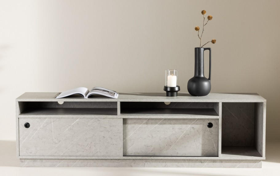 TV-BÄNK 180/50/40 cm  - vit/ljusgrå, Design, trämaterial (180/50/40cm) - Best Price