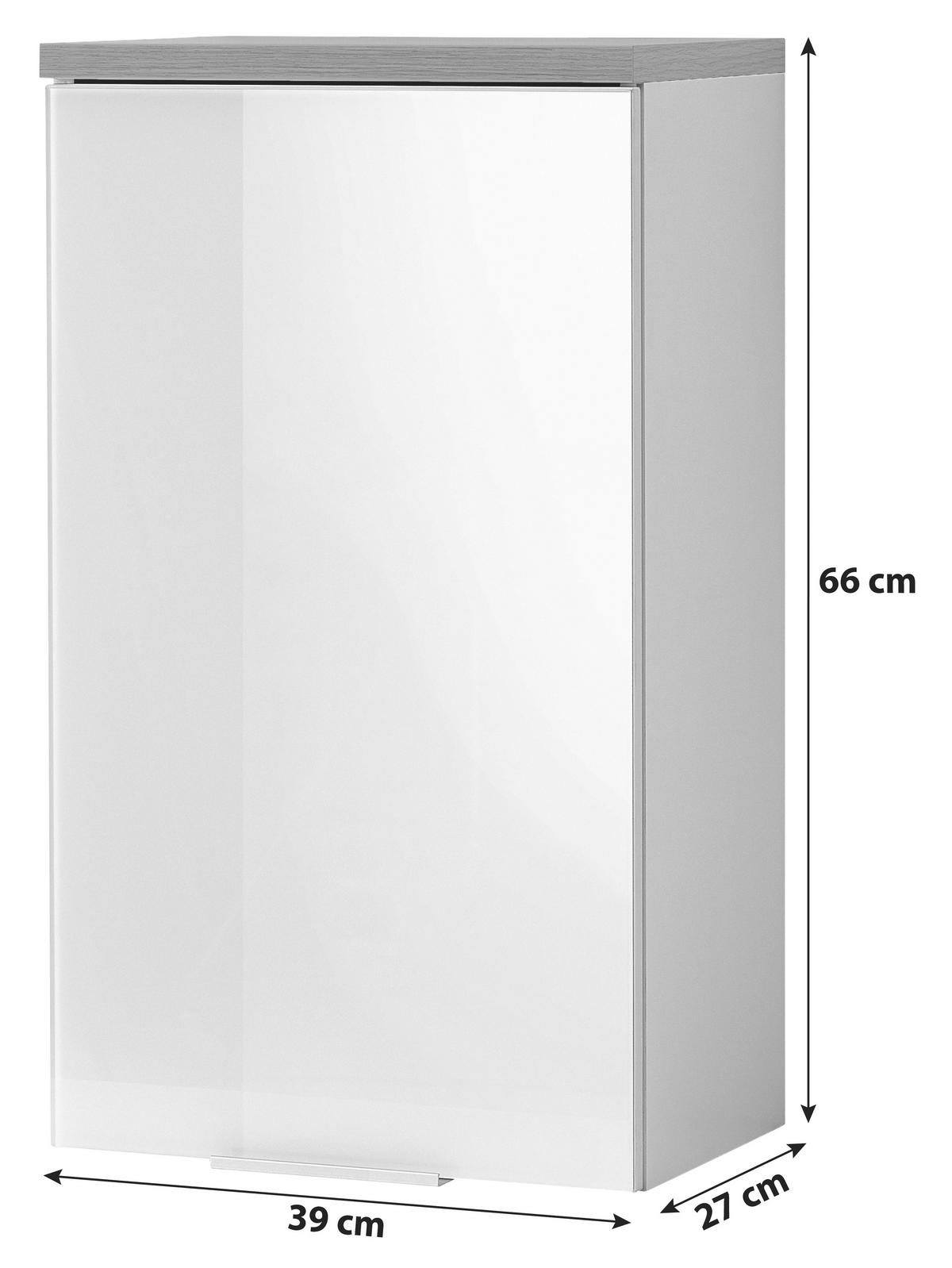 HÄNGESCHRANK 39/66/27 cm  - Edelstahlfarben/Eichefarben, Design, Glas/Holzwerkstoff (39/66/27cm) - Germania