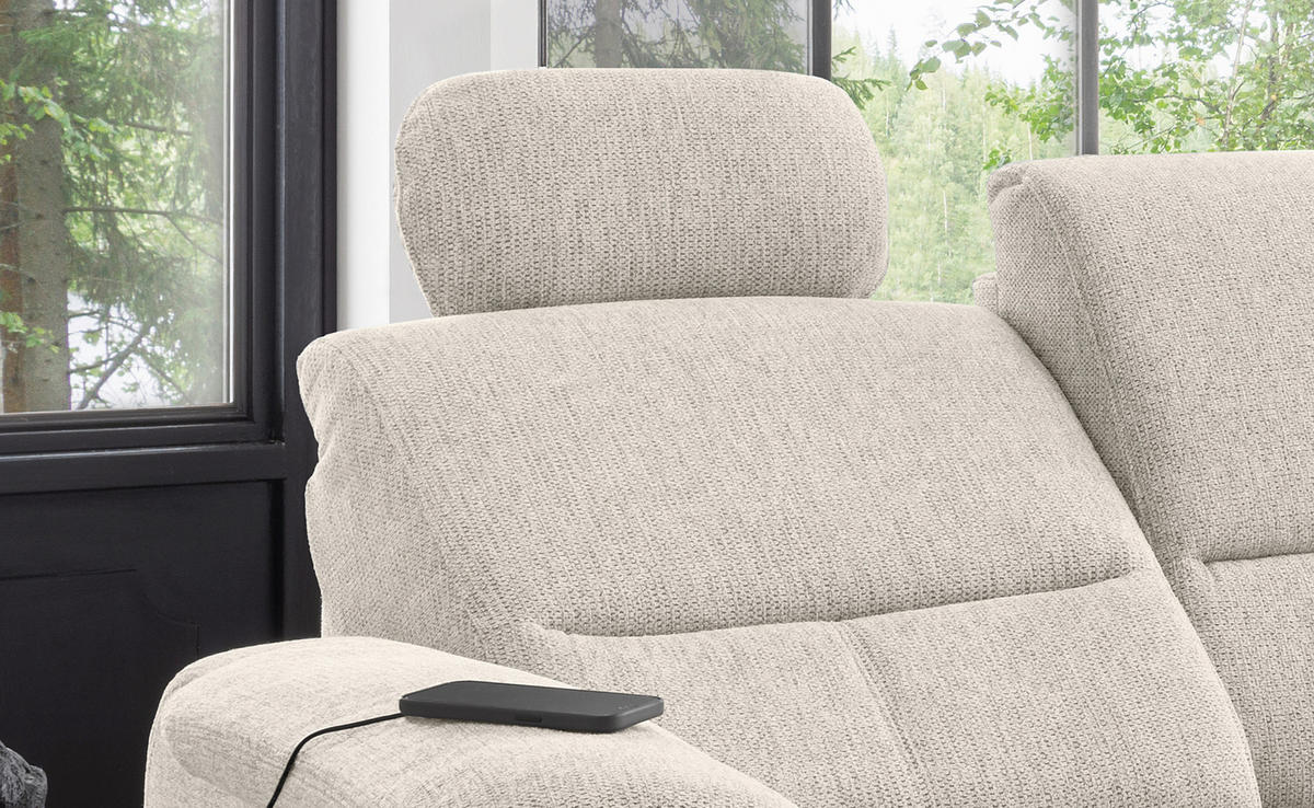ECKSOFA in Chenille Beige  - Chromfarben/Beige, Modern, Textil/Metall (231/165cm) - Livetastic