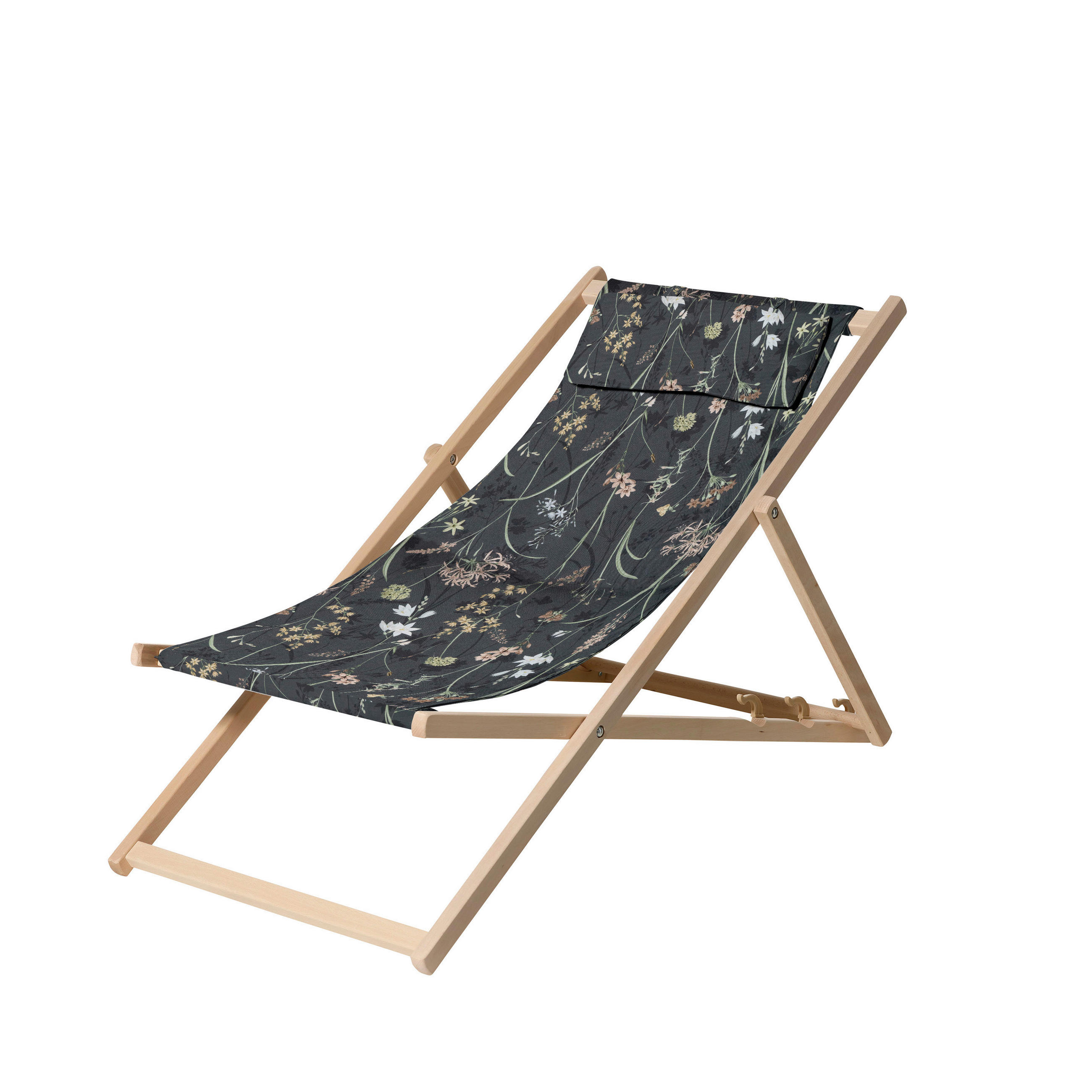 STRANDSESSEL 55/87/120 cm  - Dunkelgrün, Basics, Holz/Textil (55/87/120cm)
