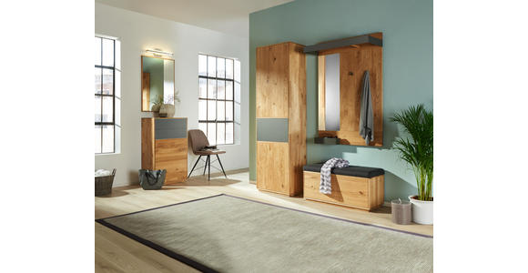 GARDEROBENSCHRANK 60/205/38 cm - Eichefarben/Anthrazit, Natur, Glas/Holz (60/205/38cm) - Valnatura