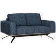 2-SITZER-SOFA in Struktur Blau  - Blau/Schwarz, Design, Holz/Textil (166/85-104/95cm) - Novel