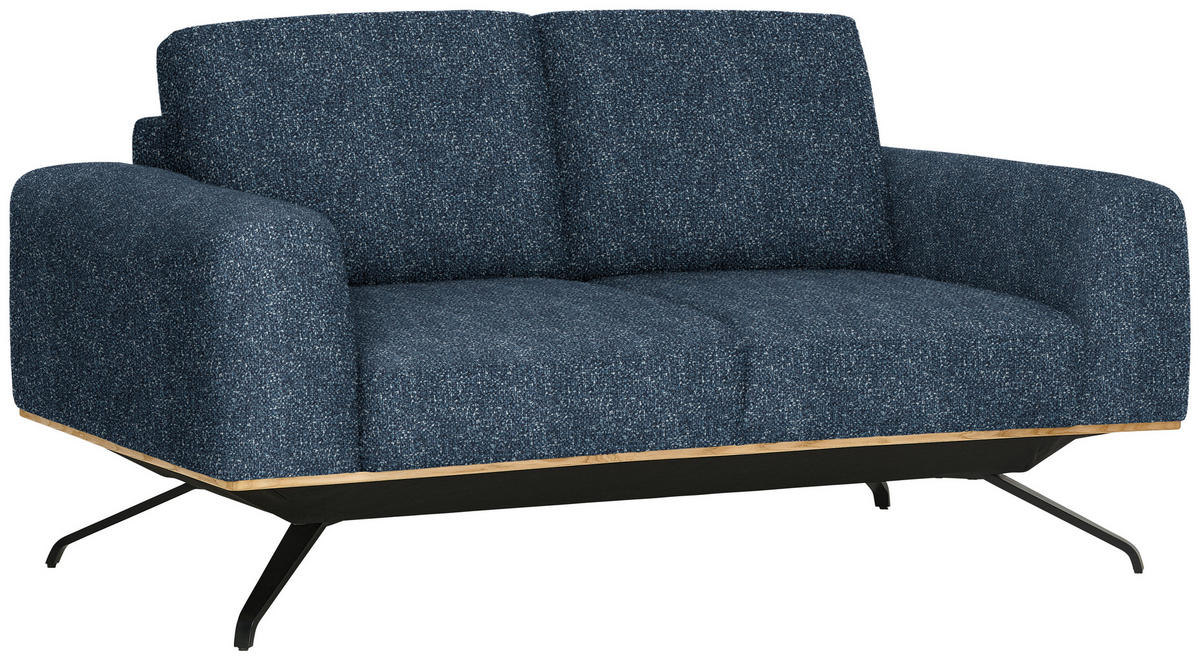 2-SITZER-SOFA in Struktur Blau  - Blau/Schwarz, Design, Holz/Textil (166/85-104/95cm) - Novel