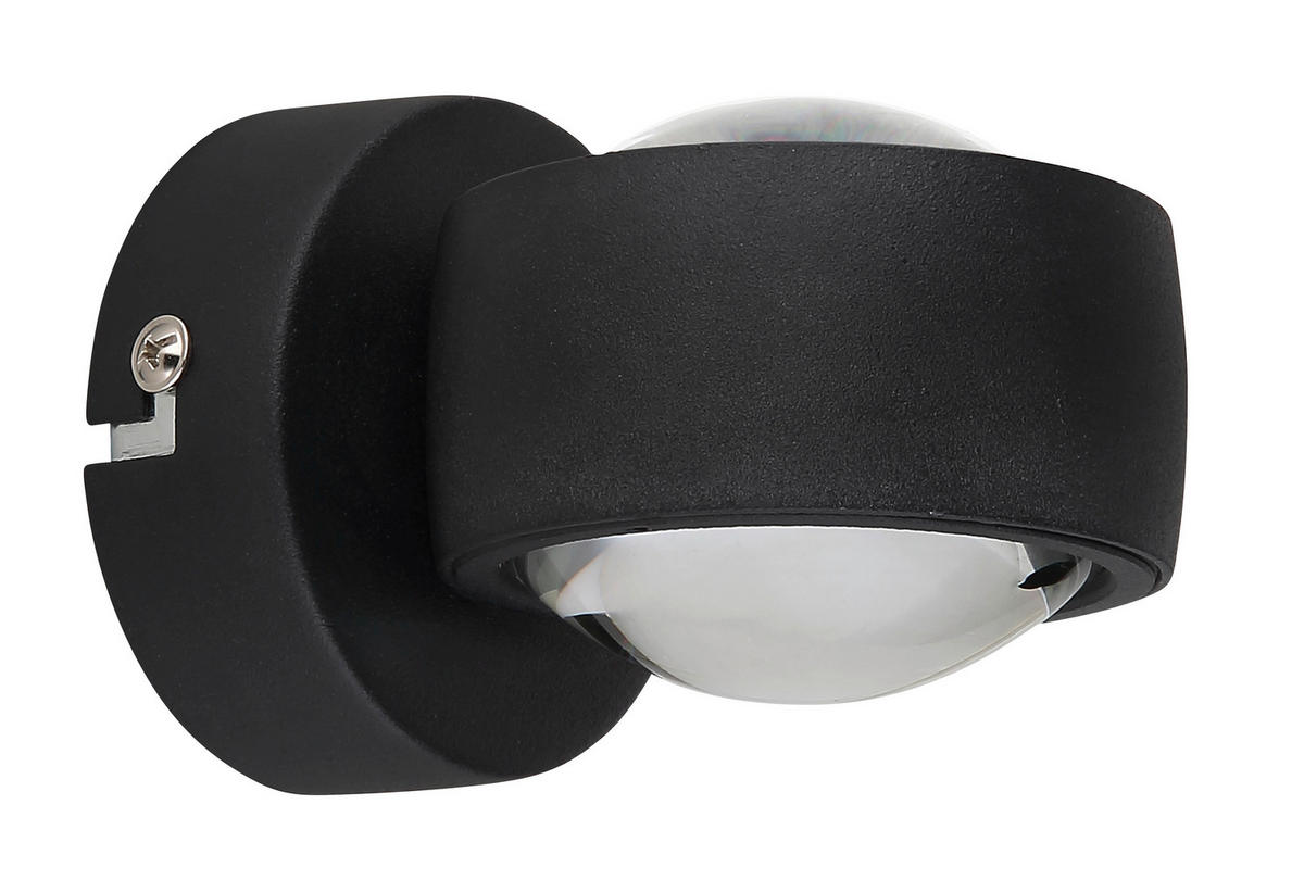 LED-WANDLEUCHTE - Klar/Schwarz, Design, Glas/Metall (7,5/10/7cm) - Globo