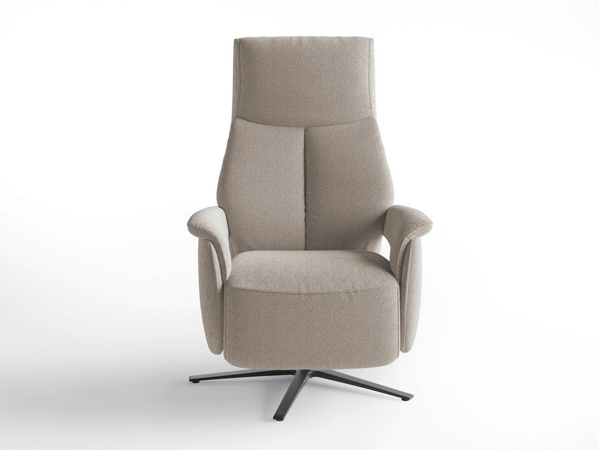 RELAXSESSEL TV LAZY E XS1 Chenille Kopfteilverstellung, Rücken echt    - Taupe/Schwarz, Basics, Textil/Metall (75/110/85cm) - Sit & More