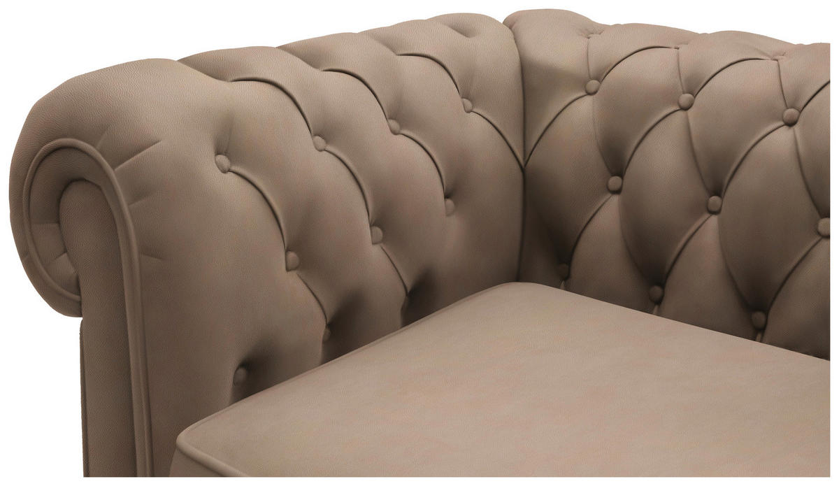 CHESTERFIELD-SOFA in Lederlook Hellbraun  - Wengefarben/Hellbraun, Lifestyle, Holz/Textil (206/76,5/96cm) - Landscape