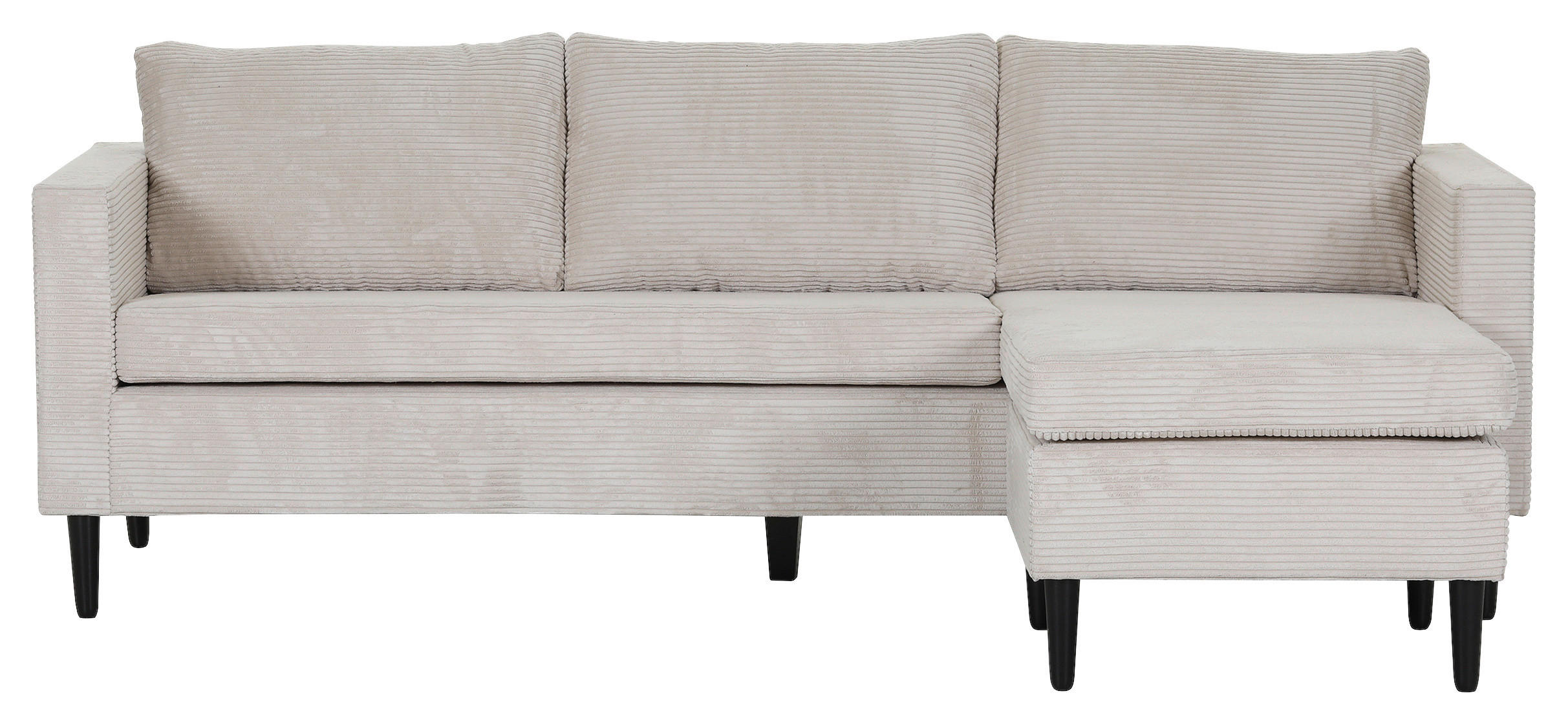 ECKSOFA Beige Cord  - Beige/Schwarz, KONVENTIONELL, Holz/Textil (218/150cm) - Boxxx