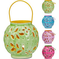 LATERNE - Blau/Pink, Design, Metall (12/13/12,5cm)