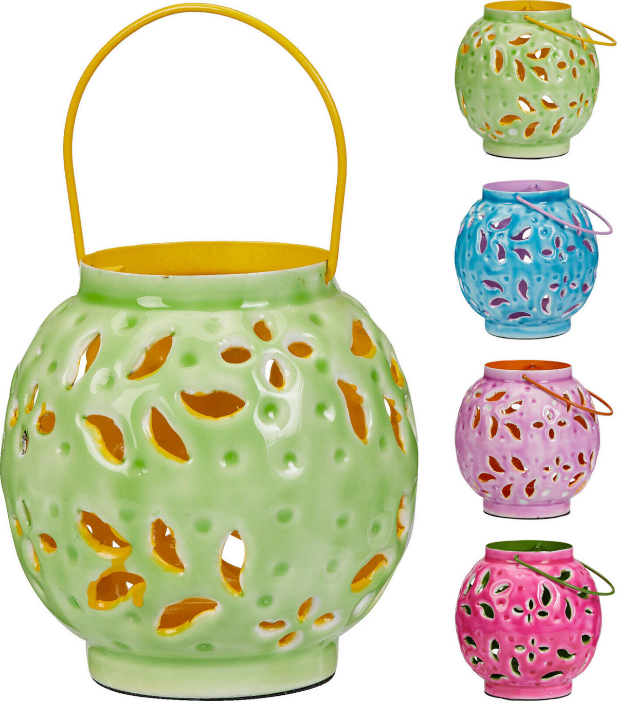 LATERNE - Blau/Pink, Design, Metall (12/13/12,5cm)