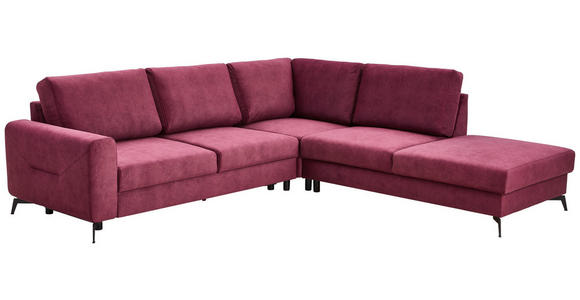 ECKSOFA Bordeaux Chenille  - Bordeaux/Schwarz, KONVENTIONELL, Textil/Metall (275/257cm) - Carryhome
