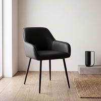 NIHAJNI STOL, kovina, usnje črna  - črna, Design, kovina/usnje (56/82.5/61.5cm) - Stylife