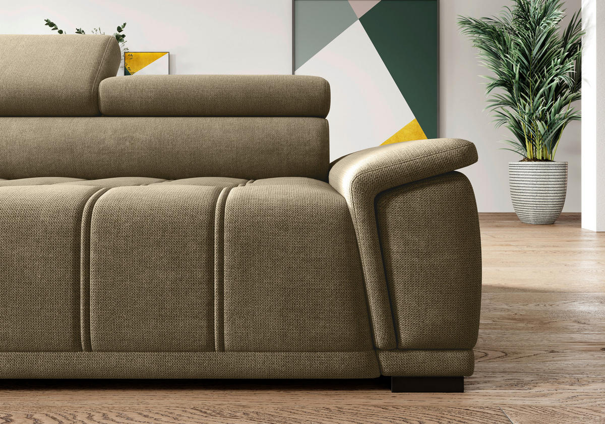 HÖRNSOFFA i chenille, vävt tyg taupe  - svart/taupe, Modern, textil/plast (206/283cm) - MID.YOU