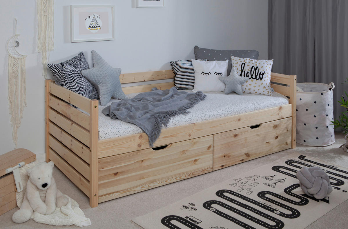 STAURAUMBETT 90/200 cm  in Naturfarben  - Naturfarben, MODERN, Holz (90/200cm) - MID.YOU