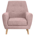 SESSEL Webstoff Rosa    - Eichefarben/Rosa, Design, Holz/Textil (90/105/84cm) - Carryhome
