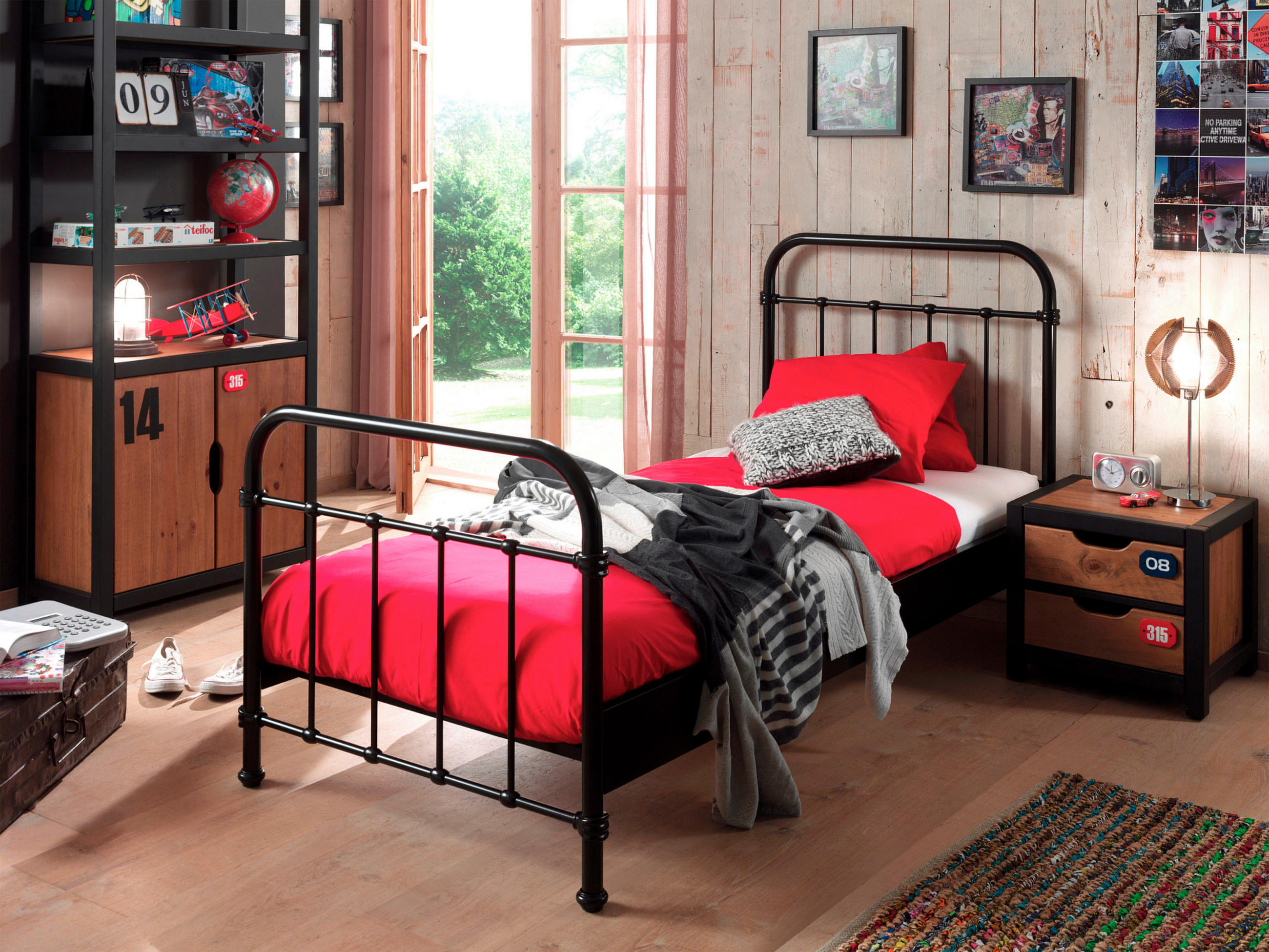 KINDER-/JUNIORBETT 90/200 cm  in Schwarz  - Schwarz, ROMANTIK / LANDHAUS, Metall (90/200cm) - Vipack