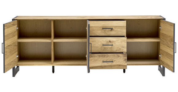 SIDEBOARD Eiche furniert Alteiche  - Alteiche/Graphitfarben, Trend, Holz/Metall (208/81/40cm) - Carryhome