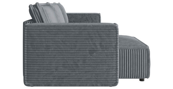 ECKSOFA Grau Cord Zierkissen, Rückenkissen, Schlaffunktion, Rücken echt  - Schwarz/Grau, MODERN, Kunststoff/Textil (350/168cm) - Xora