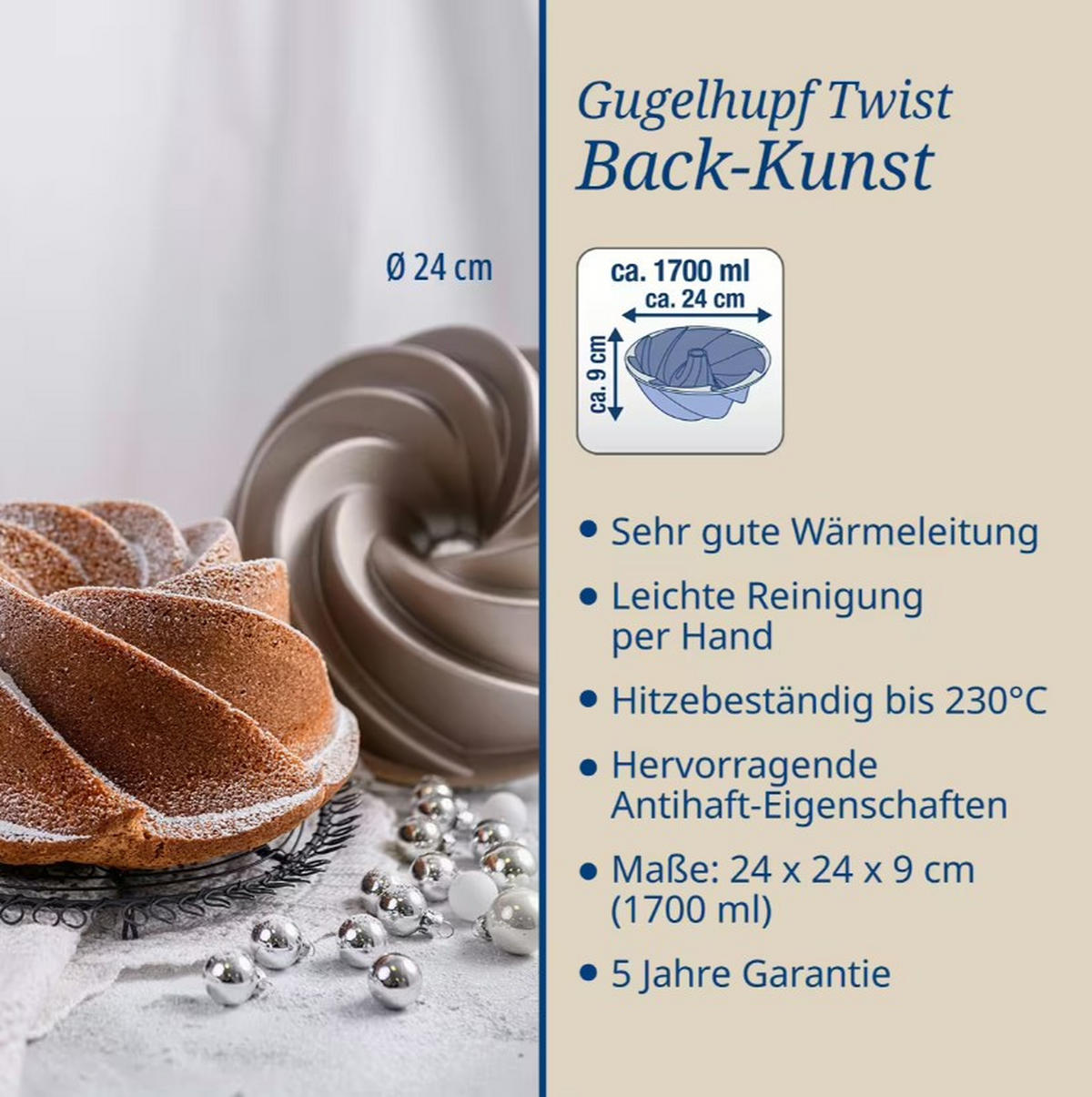 FORMA NA BÁBOVKU   - krémová, Basics, kov (22/9cm) - Dr.Oetker